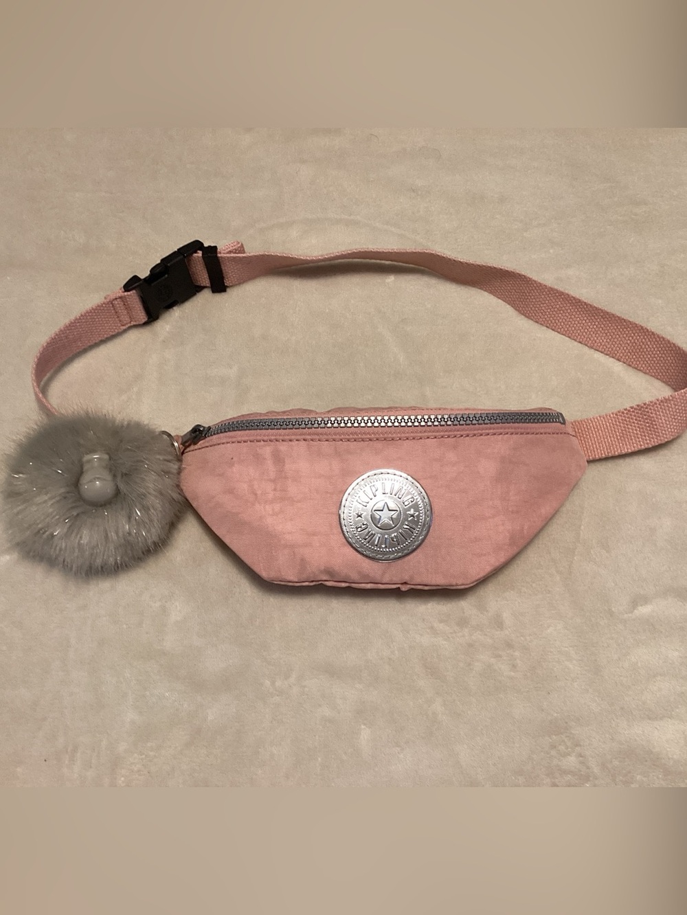 Kipling Dusty Pink Mini Waist Bag with Silver Logo